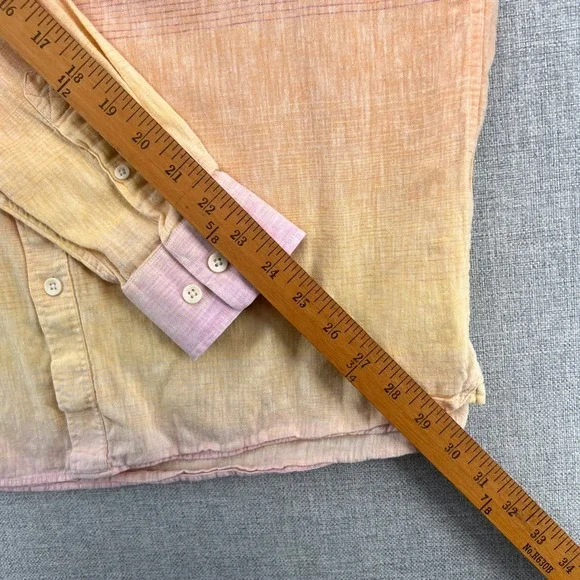 Johnston Murphy Linen Blend Ombre Shirt Men Medium Colorful Button Up Resort - Picture 7 of 9